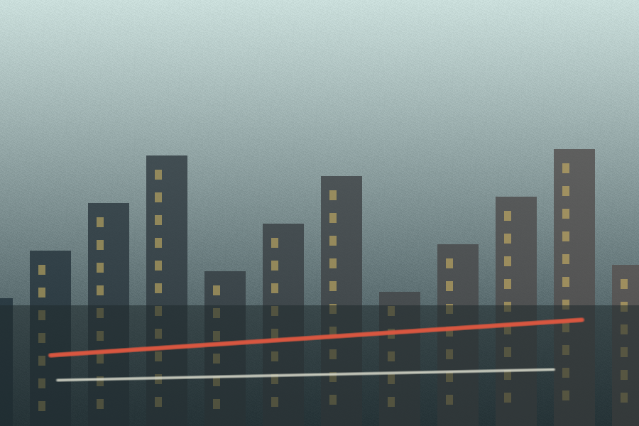 Stylized city reporting visual